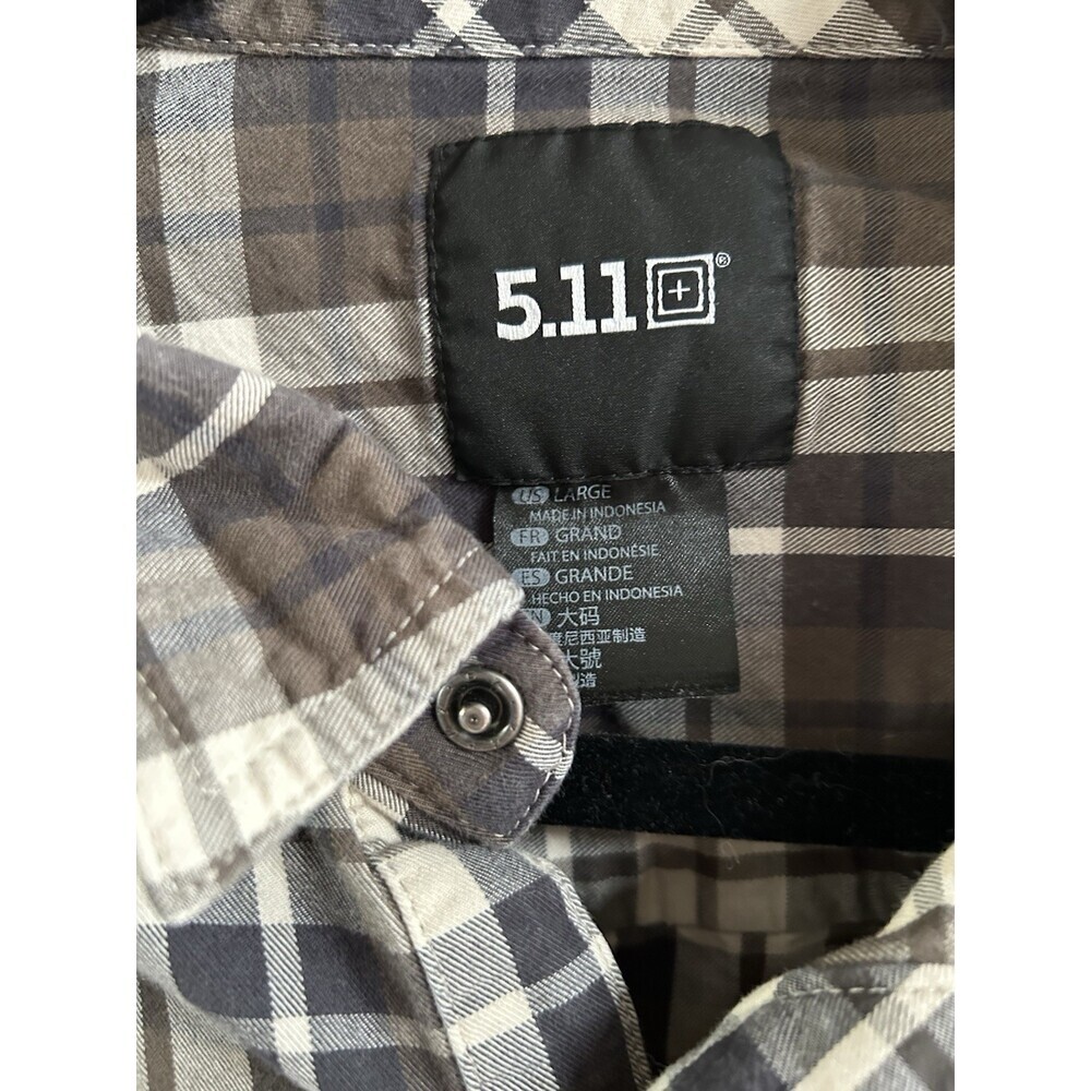 511 Tactical Shirt Mens Sz L  Plaid Snap White, Gray, Brown Multicolor - Picture 5 of 5